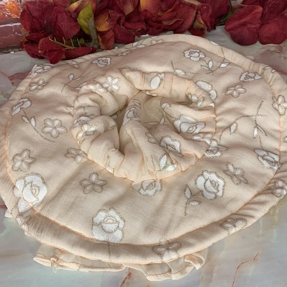 Vintage Handmade Pink and Cream Cottage Core Bonnet